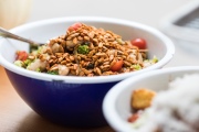 The chilled bowl is one of the salads served at Square Pie Guys in San Francisco, Calif. Square Pie Guys is a new Detroit-style pizza shop in SoMa owned by Marc Schechter and Danny Stoller.